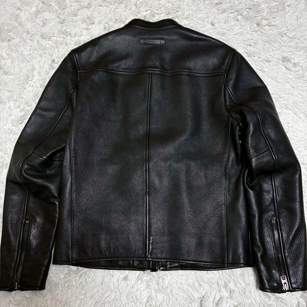 COACH ライダースジャケット　カウレザー　シボ革　M相当　黒　ブラック