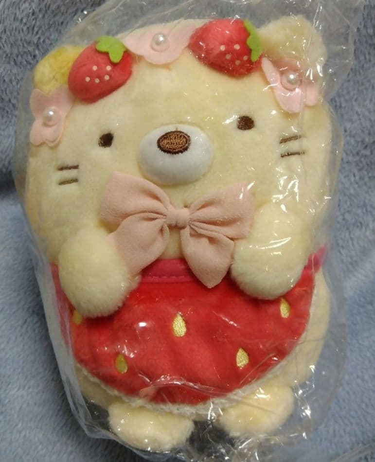 すみっコぐらし　ねこ　もっちり〜ぬいぐるみ☆喫茶すみっコでいちごフェア　限定