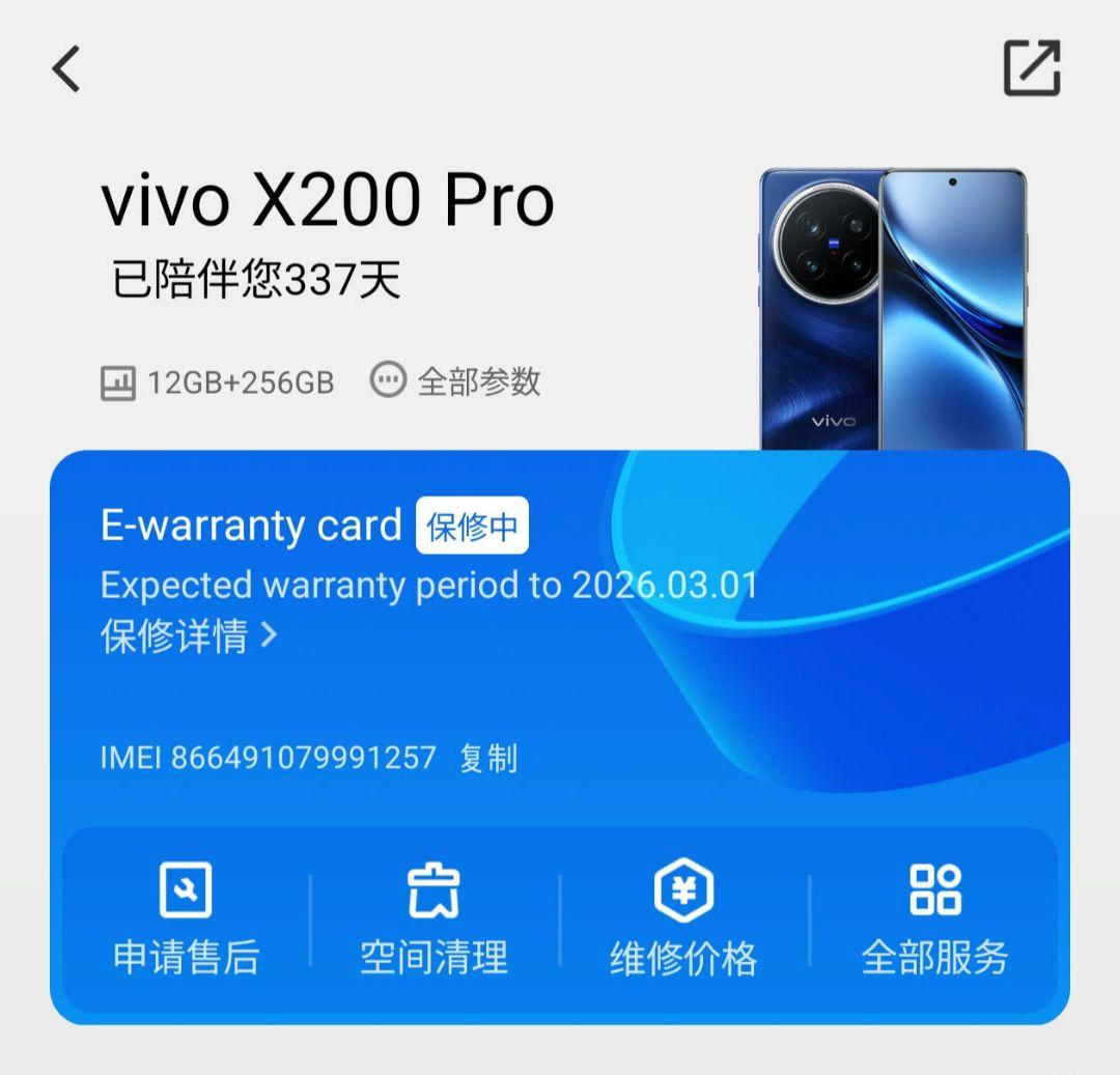vivo x200 pro ブルー 12GB+256GB 中国版