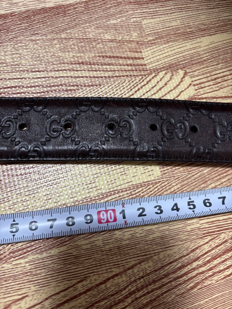 GUCCI ブラウンレザーベルト ダブルGロゴ