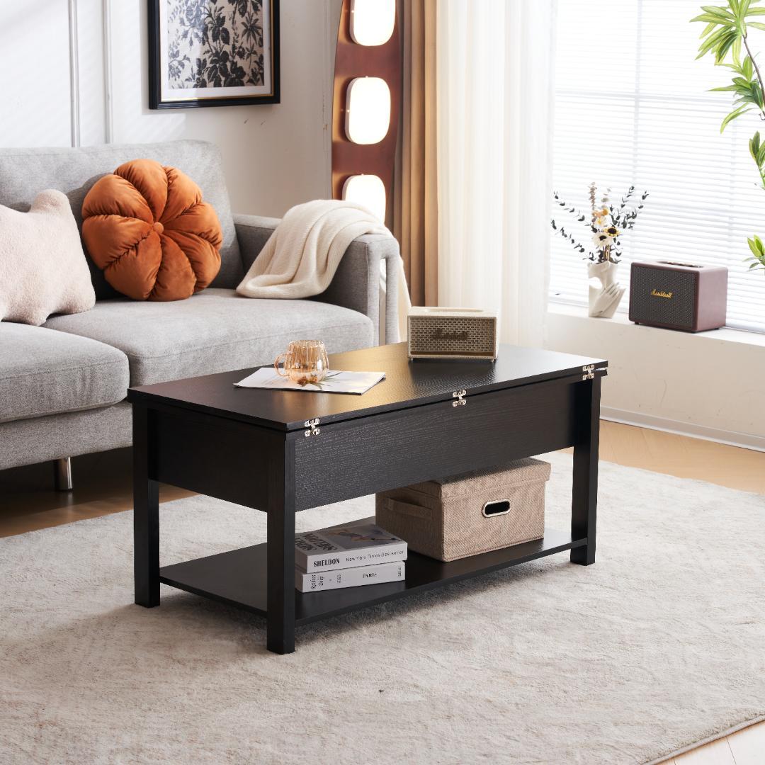 【新品】折り畳み&昇降式テーブル 収納付き 幅100cm おしゃれ