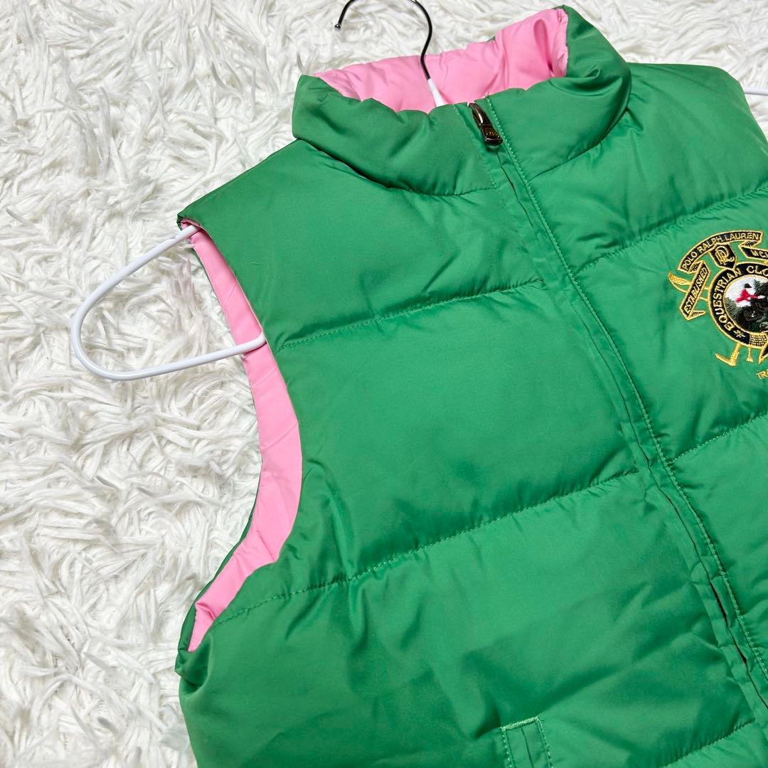 未使用級 ラルフローレン ダウンジャケット ベスト 緑 ピンク リバーシブル M