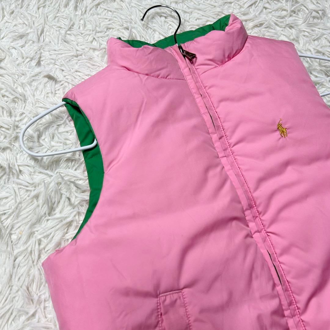 未使用級 ラルフローレン ダウンジャケット ベスト 緑 ピンク リバーシブル M