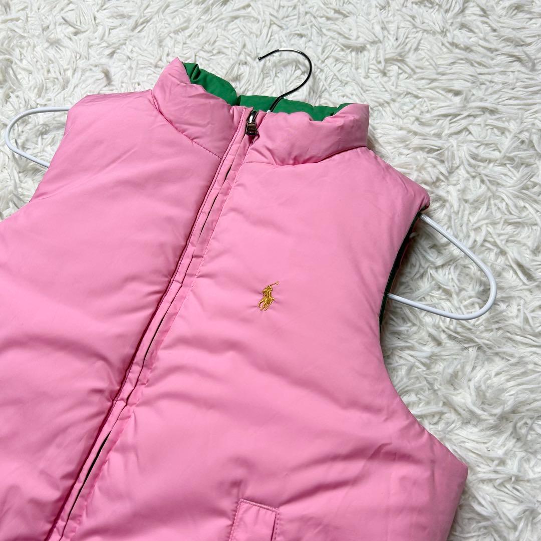 未使用級 ラルフローレン ダウンジャケット ベスト 緑 ピンク リバーシブル M