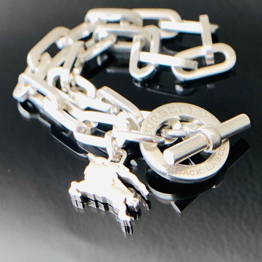 バーバリーブラックレーベル SV925 シルバー チェーン ブレスレット ホース