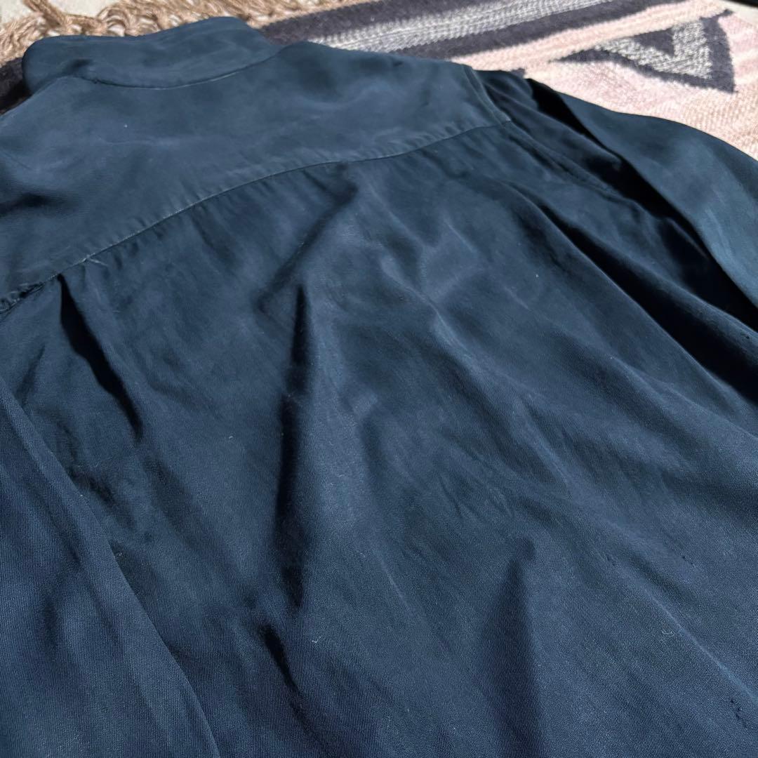 40s レーヨンギャバシャツ　後染め　ネイビー　ヴィンテージ　50s rayon