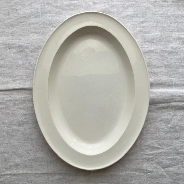 希少美品◆クレイユ単刻印オーバルプレート特大皿モントローオクトゴナルレリーフ雅姫