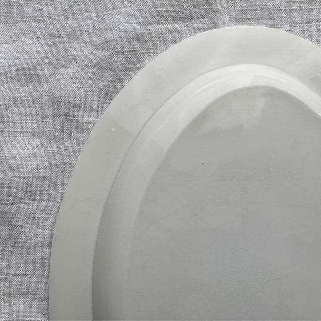 希少美品◆クレイユ単刻印オーバルプレート特大皿モントローオクトゴナルレリーフ雅姫