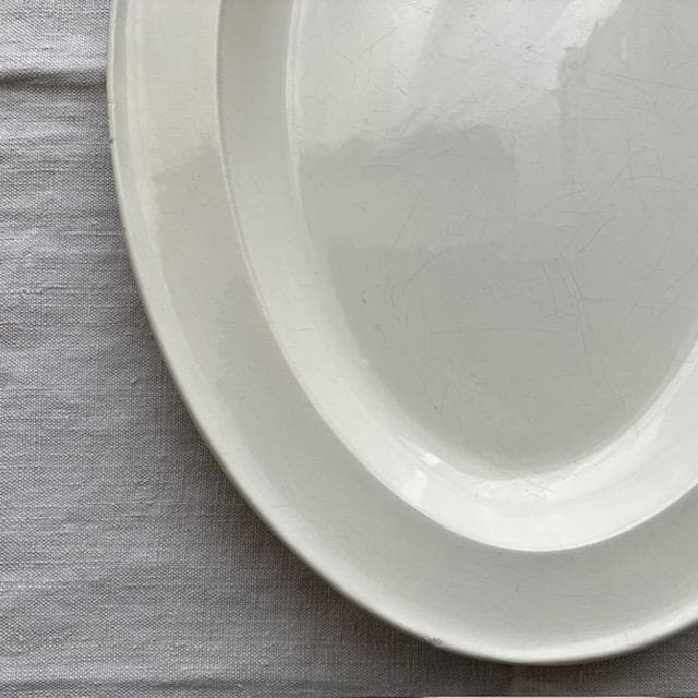 希少美品◆クレイユ単刻印オーバルプレート特大皿モントローオクトゴナルレリーフ雅姫