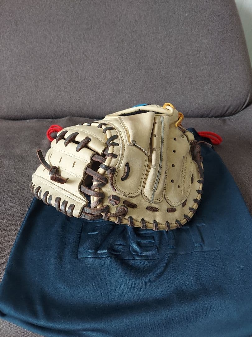 Mizuno WAVE 軟式グローブ ベージュ 収納袋付き