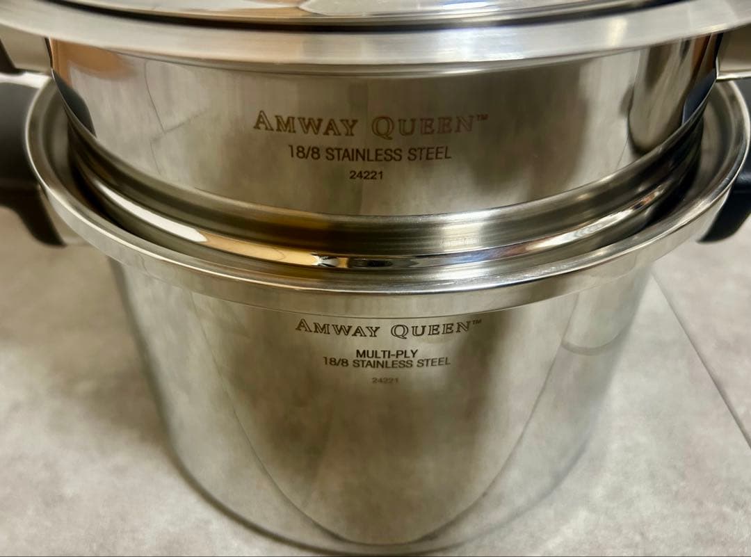 【ほぼ未使用】Amway クィーンクック 鍋セット ステンレス IH対応