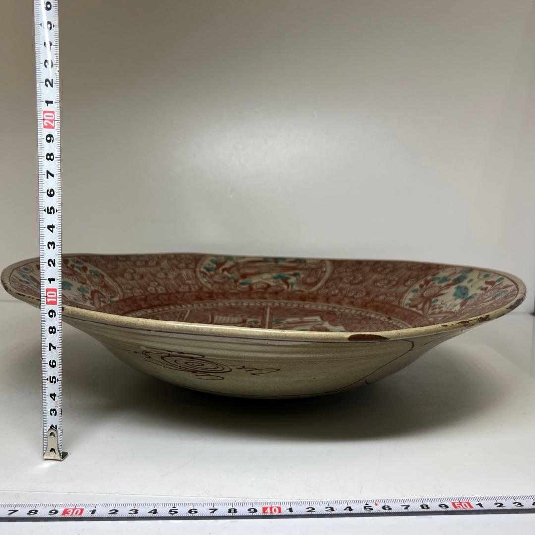 江戸後期 西浦焼 極上手呉州赤絵大皿 東キ8-0206☆2F タサコサ