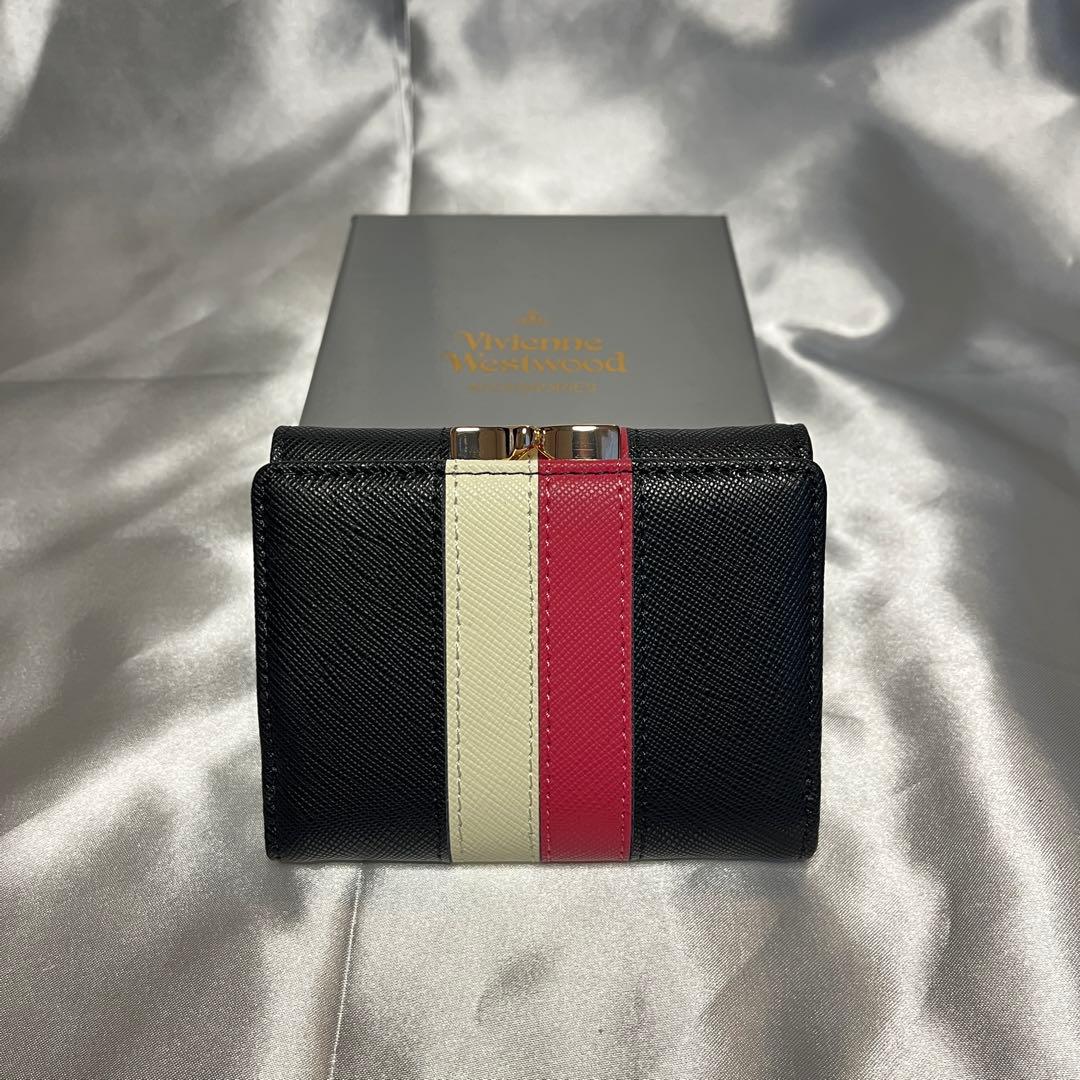 新品 Vivienne Westwood ブラック赤白ライン 三つ折り財布