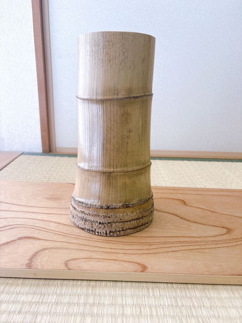 78 美品！根付　寸胴　華道具　一重切　竹製　水仙