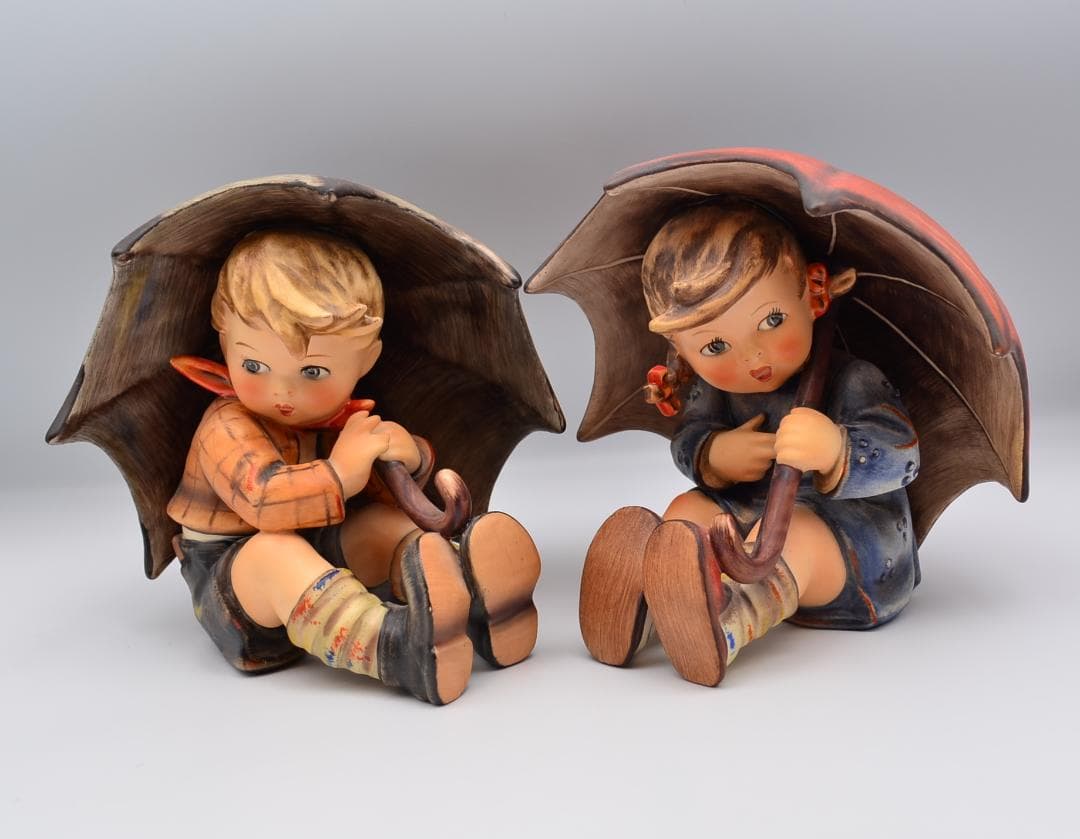 傘の少女／傘の少年　★フンメル　２体セット　ドイツ・ゲーベル　箱付き　美品