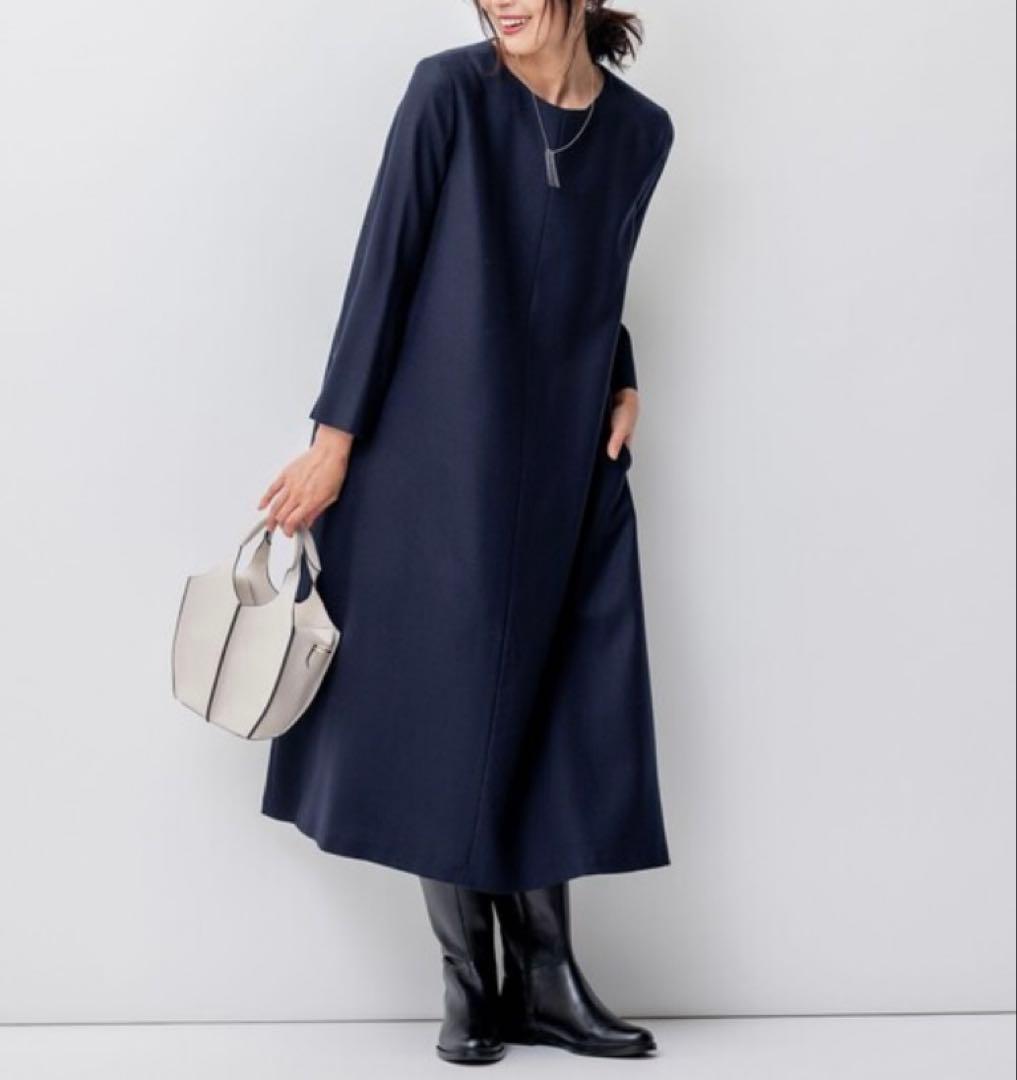 23AW 極美品　ウールジョーゼット Aライン ワンピース　50 大きいサイズ