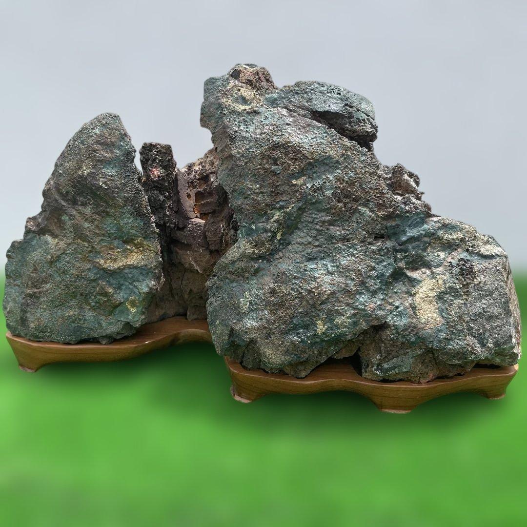 菊花石天然石 木製台座付き