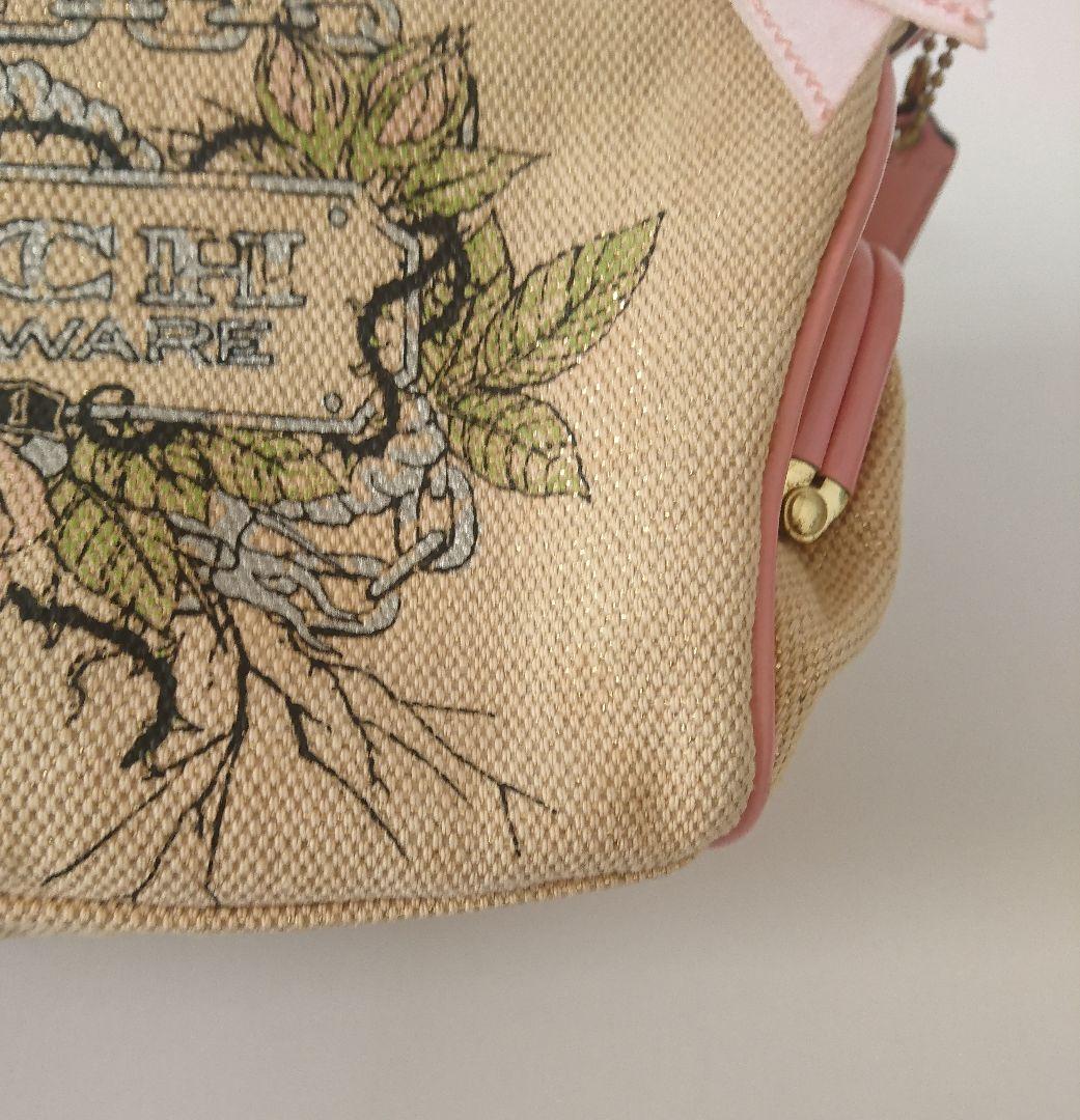 coach✨アクセサリーポーチ キャンバスタトゥー 花柄 ワンハンドル
