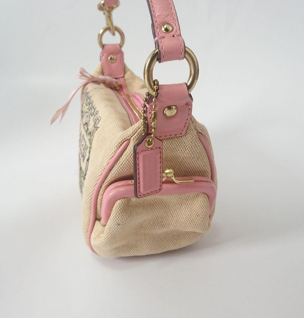 coach✨アクセサリーポーチ キャンバスタトゥー 花柄 ワンハンドル