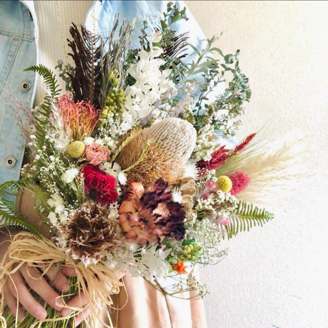 ブーケ　ブートニア　バンクシア　プロテア　ワイルドフラワー　前撮り