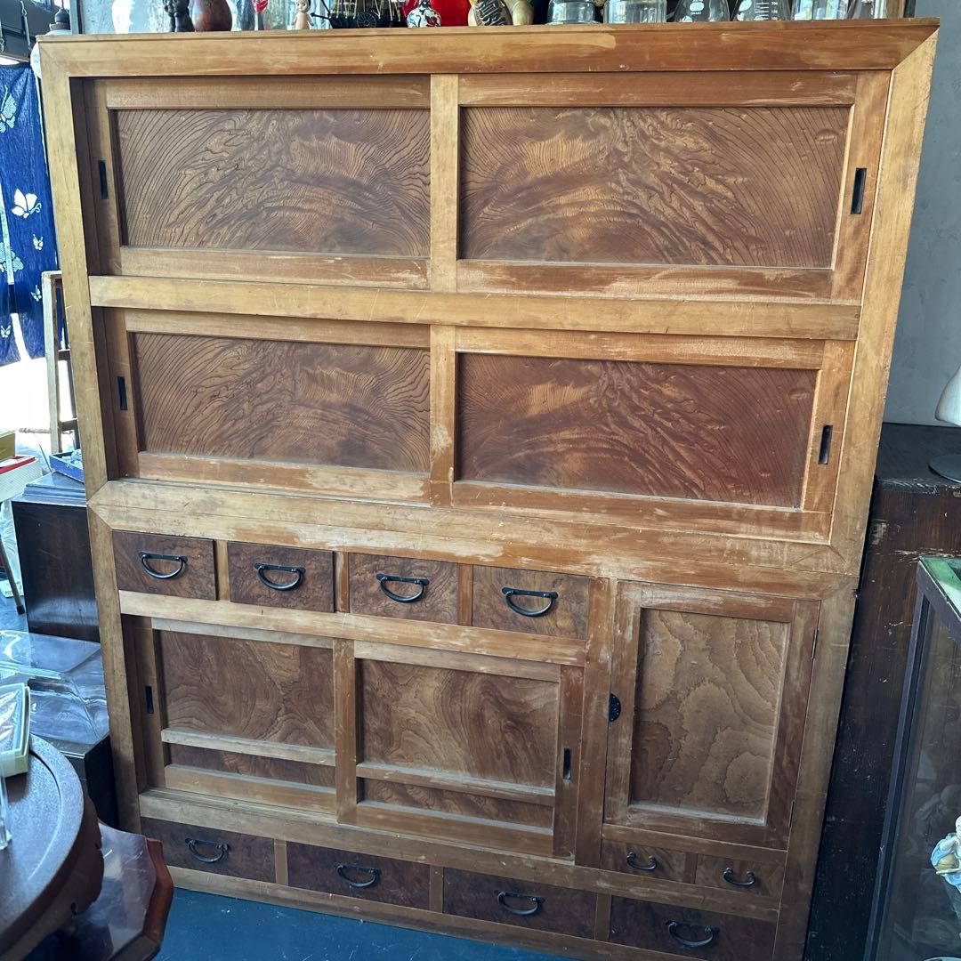 大幅お値下げ‼️時代箪笥　欅面　食器棚に！什器に！ヴィンテージ箪笥　収納に！