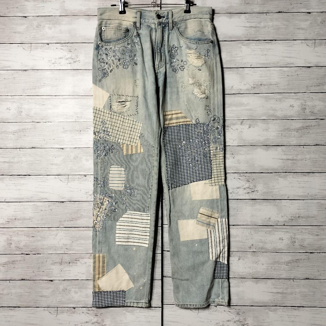 ポロバイラルフローレン パープルレーベル 再構築デニムパンツ パッチワーク