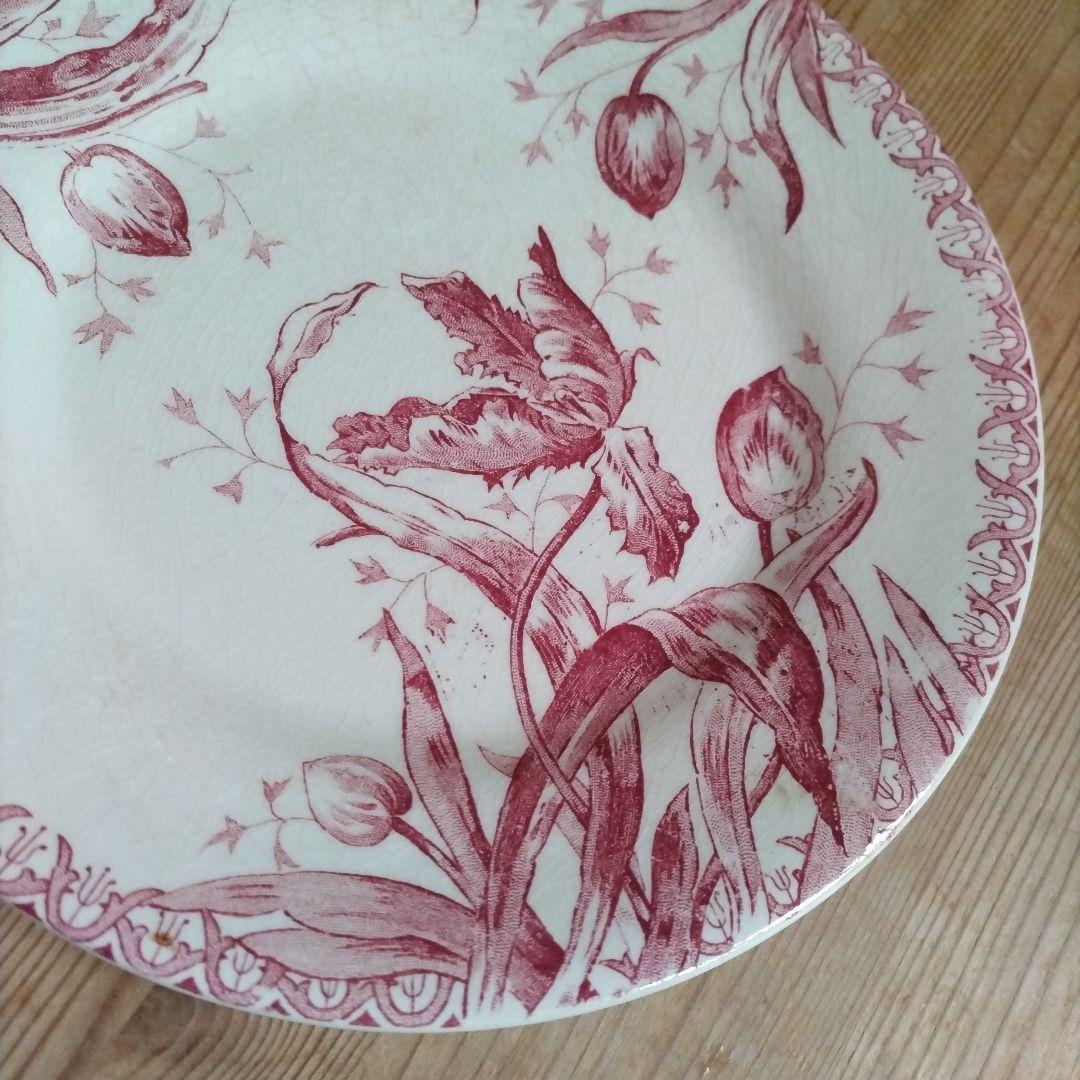 フランスアンティーク　ジアン　プレート　チューリップ　平皿　TULIPES