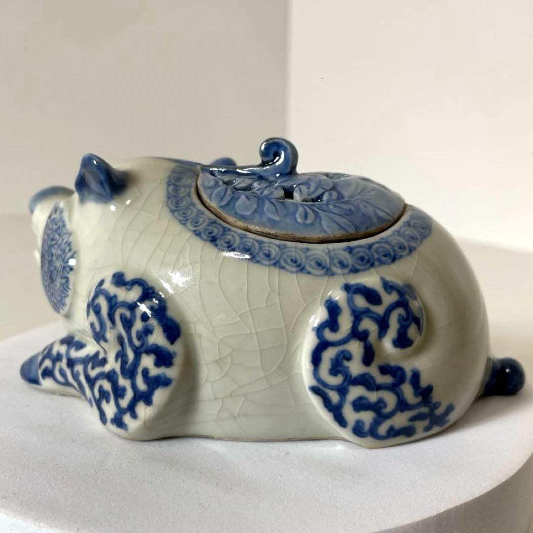 #XG446 古染付・猪型香炉・古染付・伊万里・香炉・骨董・中国古玩