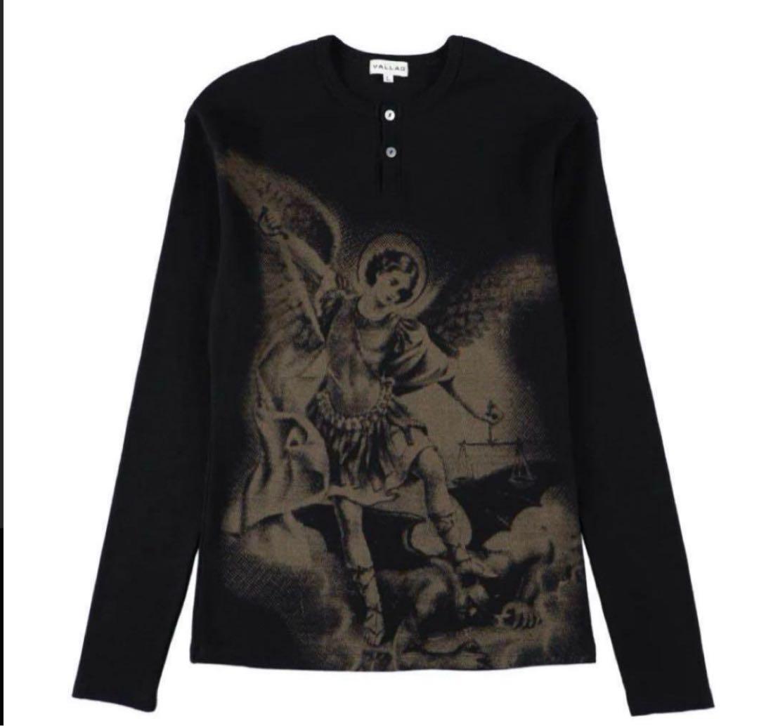 VALLAD ブラック 長袖カットソー サーマルM