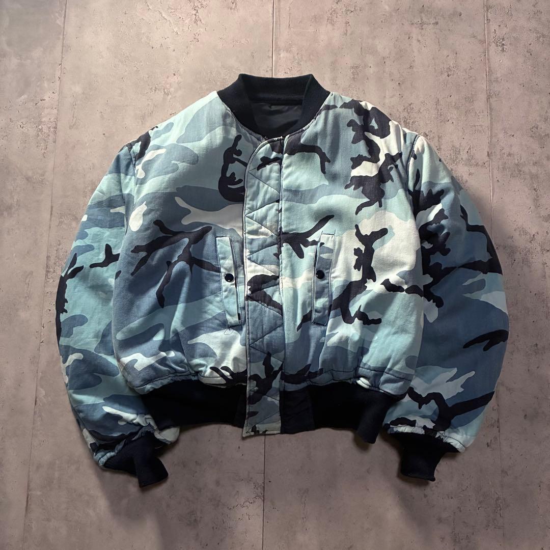 希少 usa製 古着 HOPE MFG 短丈 リバーシブルブルゾン 迷彩 L