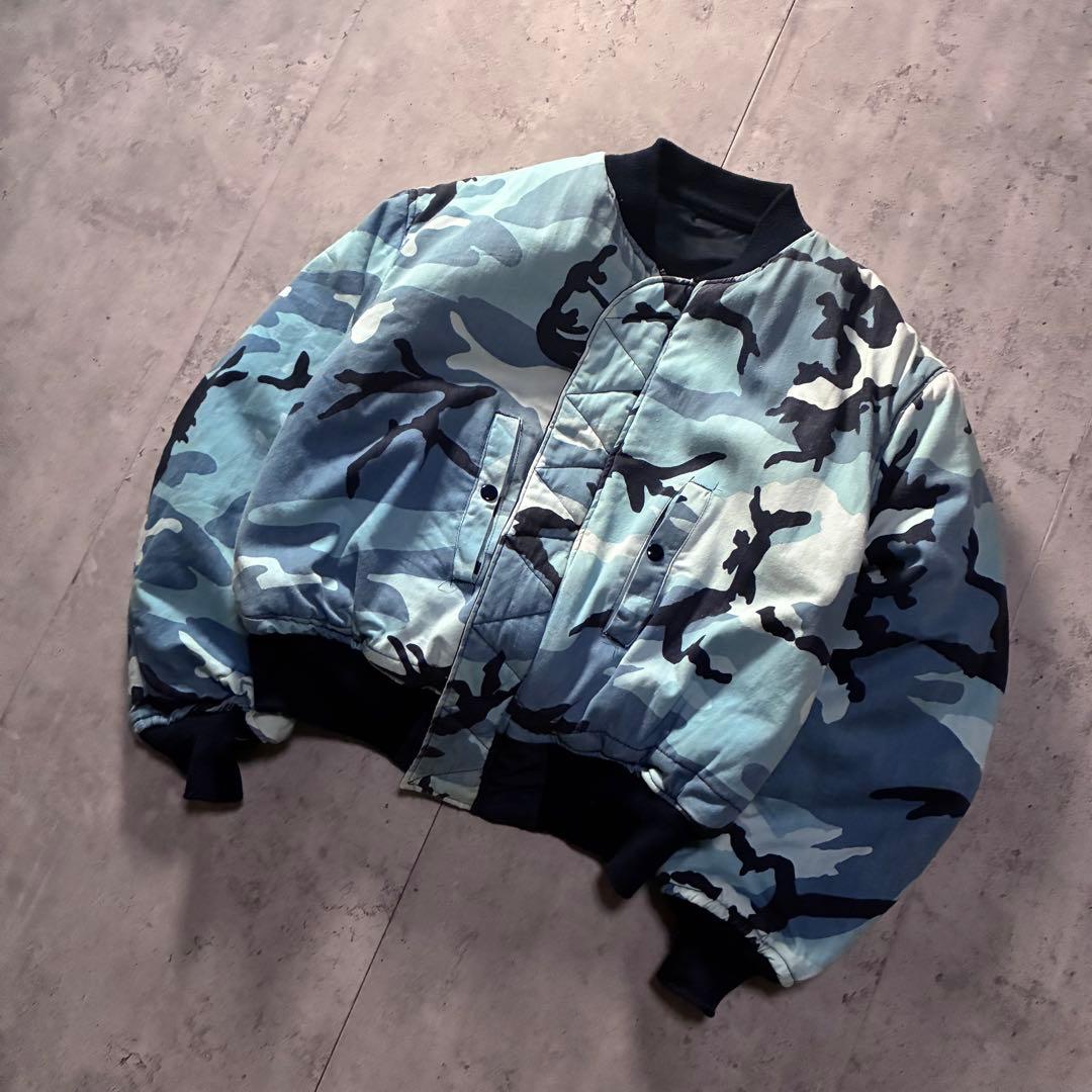 希少 usa製 古着 HOPE MFG 短丈 リバーシブルブルゾン 迷彩 L