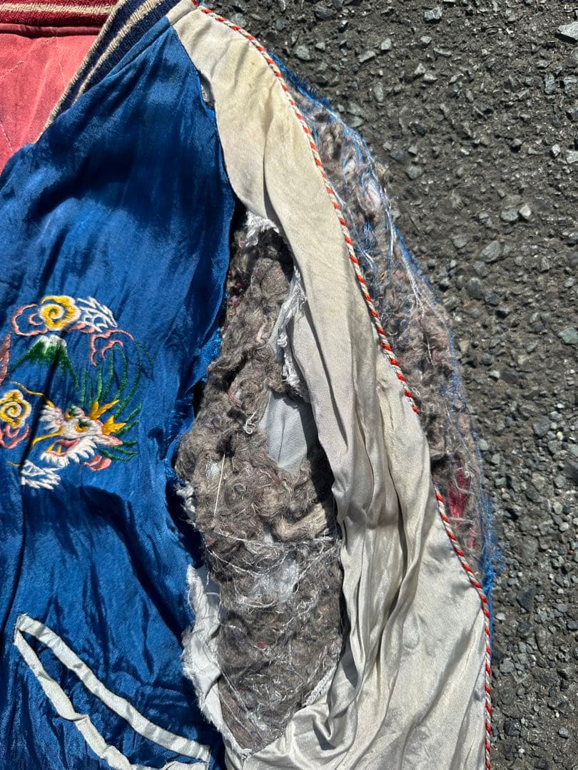 50s souvenir jacket スカジャン 龍と虎の刺繍 赤/シルバー