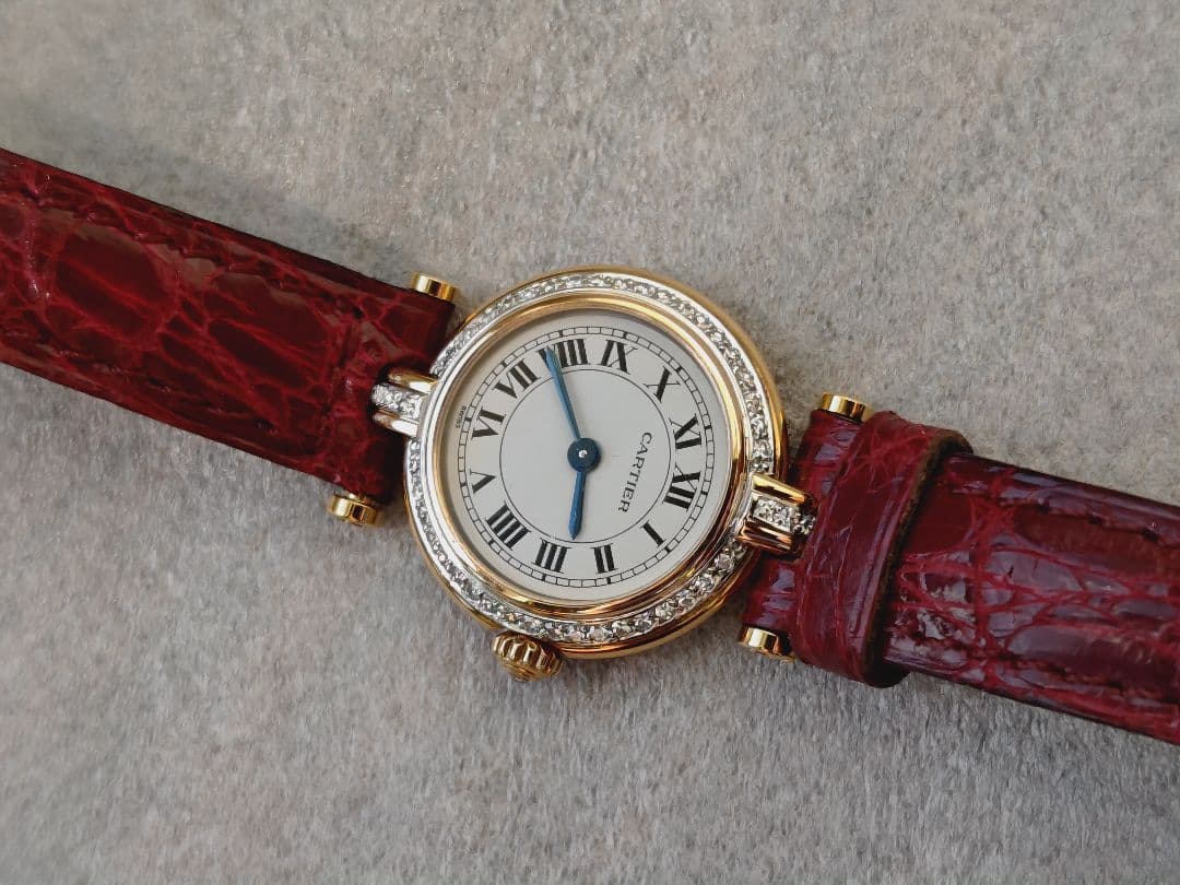 カルティエで電池交換　カルティエ　ヴァンドームSM 純正ダイヤ