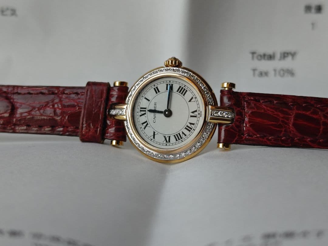 カルティエで電池交換　カルティエ　ヴァンドームSM 純正ダイヤ