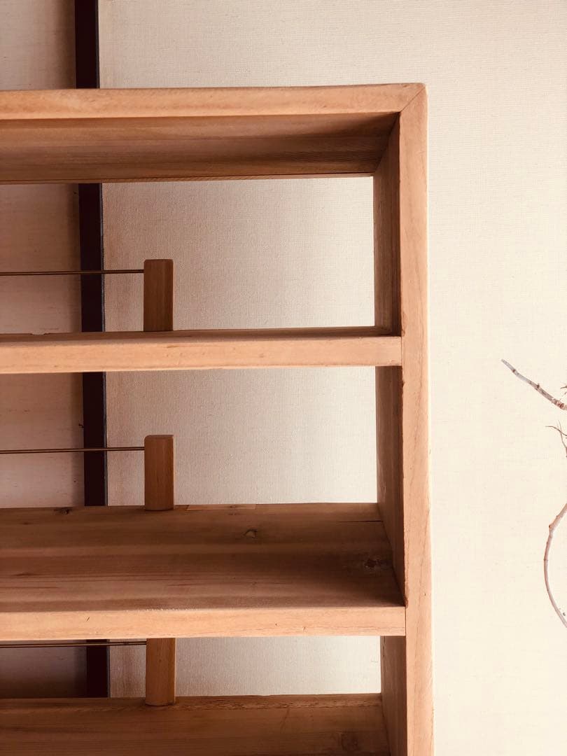 【一点物｜杉無垢材シェルフ】和モダン収納　打ち出し取手付｜アンティーク家具