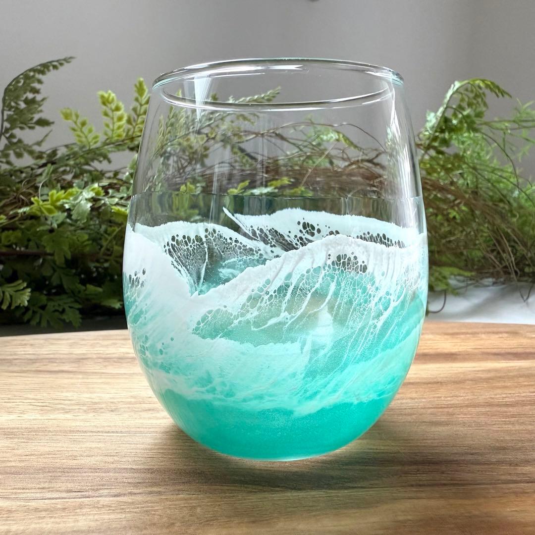 レジンアート　オーシャングラス　グラスセット　海アート