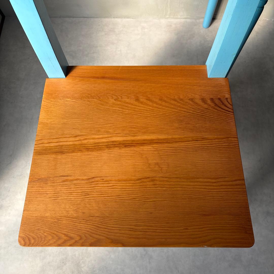 木製 水色 椅子 カントリー調 アンティーク風