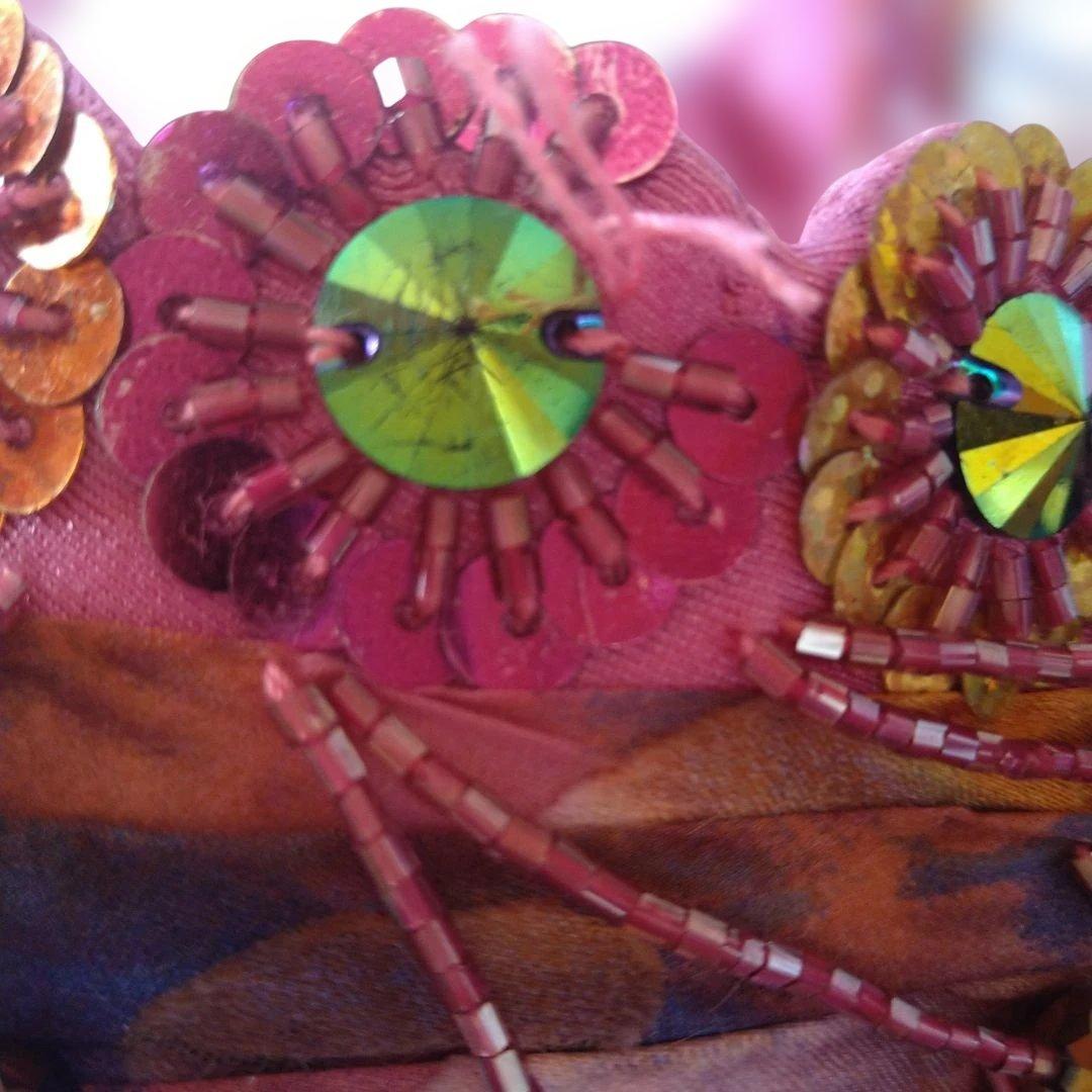 トルコ製高級ベリーダンス衣装　フルセット 紫オレンジ系　SAN EL MODA