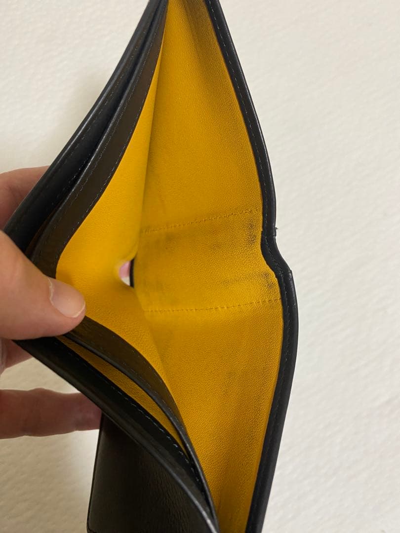 【中古】GANZO ガンゾ 二つ折り 純札入れ 財布 黒 ベビーカーフ　レザー