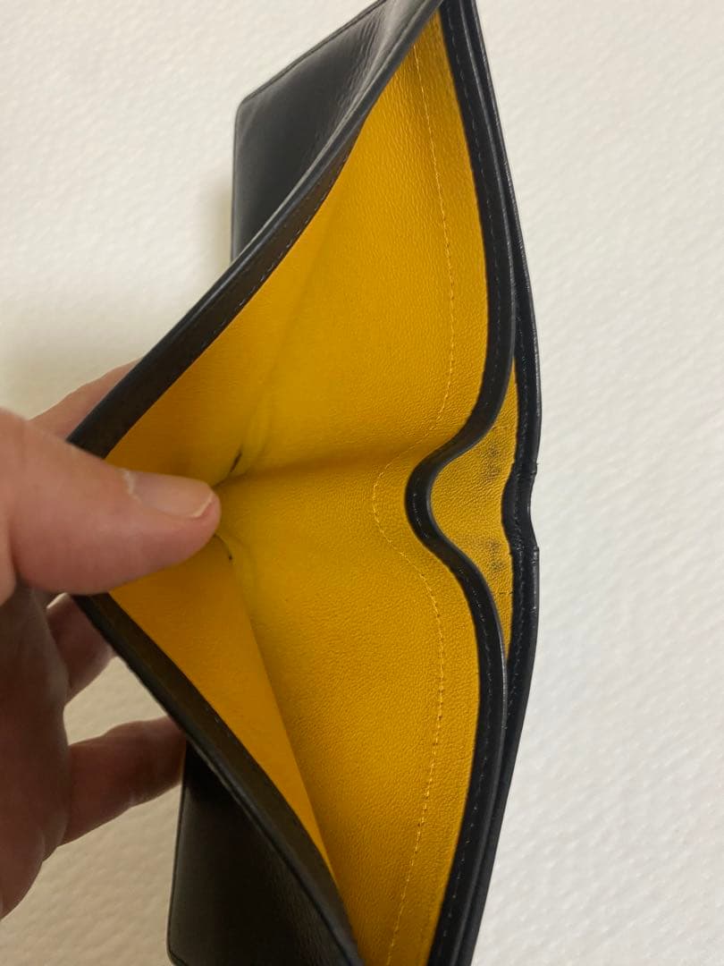 【中古】GANZO ガンゾ 二つ折り 純札入れ 財布 黒 ベビーカーフ　レザー