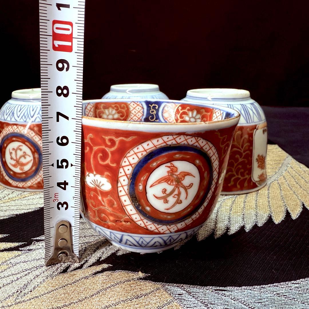 有田焼　古伊万里　金蘭錦手　茶碗　5客　江戸時代