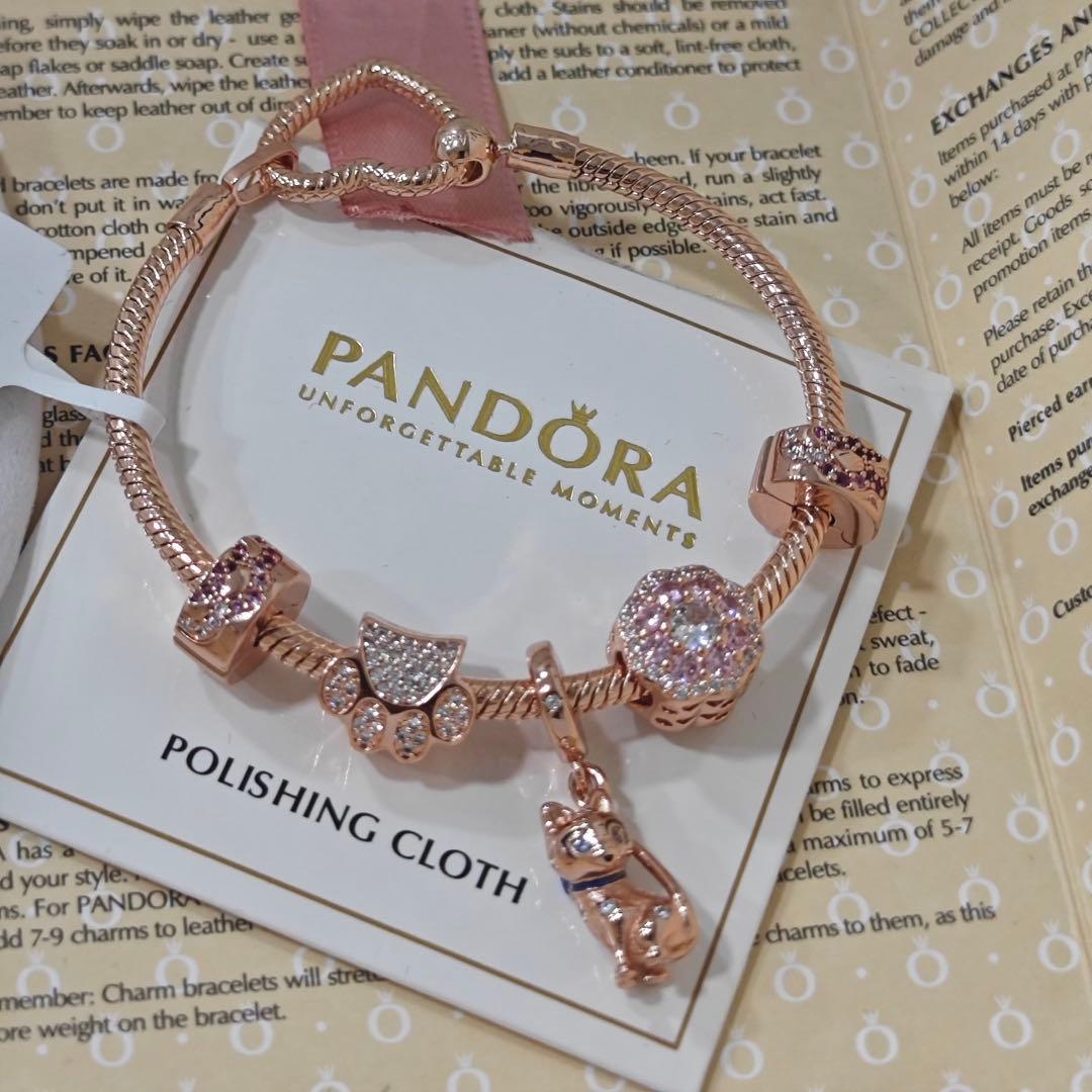 PANDORA ローズゴールド チャーム付きブレスレット 19#