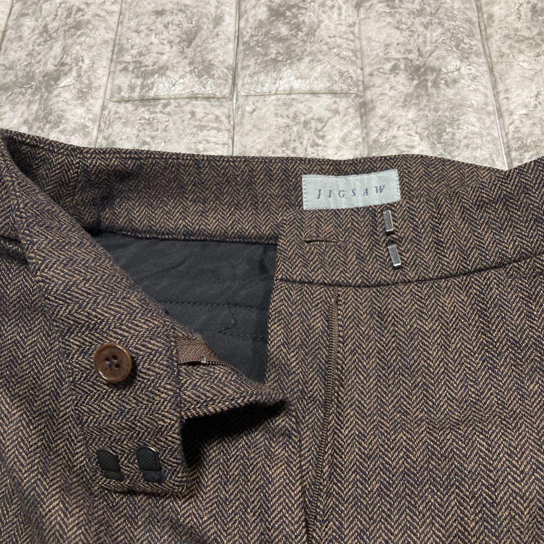美品　ZIGSAW ジグソー　パンツスーツ　ヘリンボーン　カシミヤ混　英国製