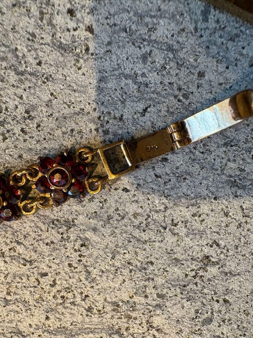 ☆SV925 ガーネット装飾 アンティーク調 レディース腕時計 クォーツ
