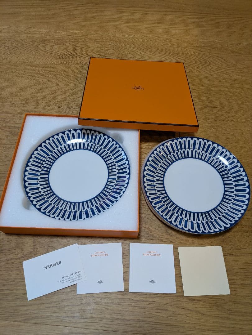 【新品未使用】HERMES ブルーダイユール プレートセット