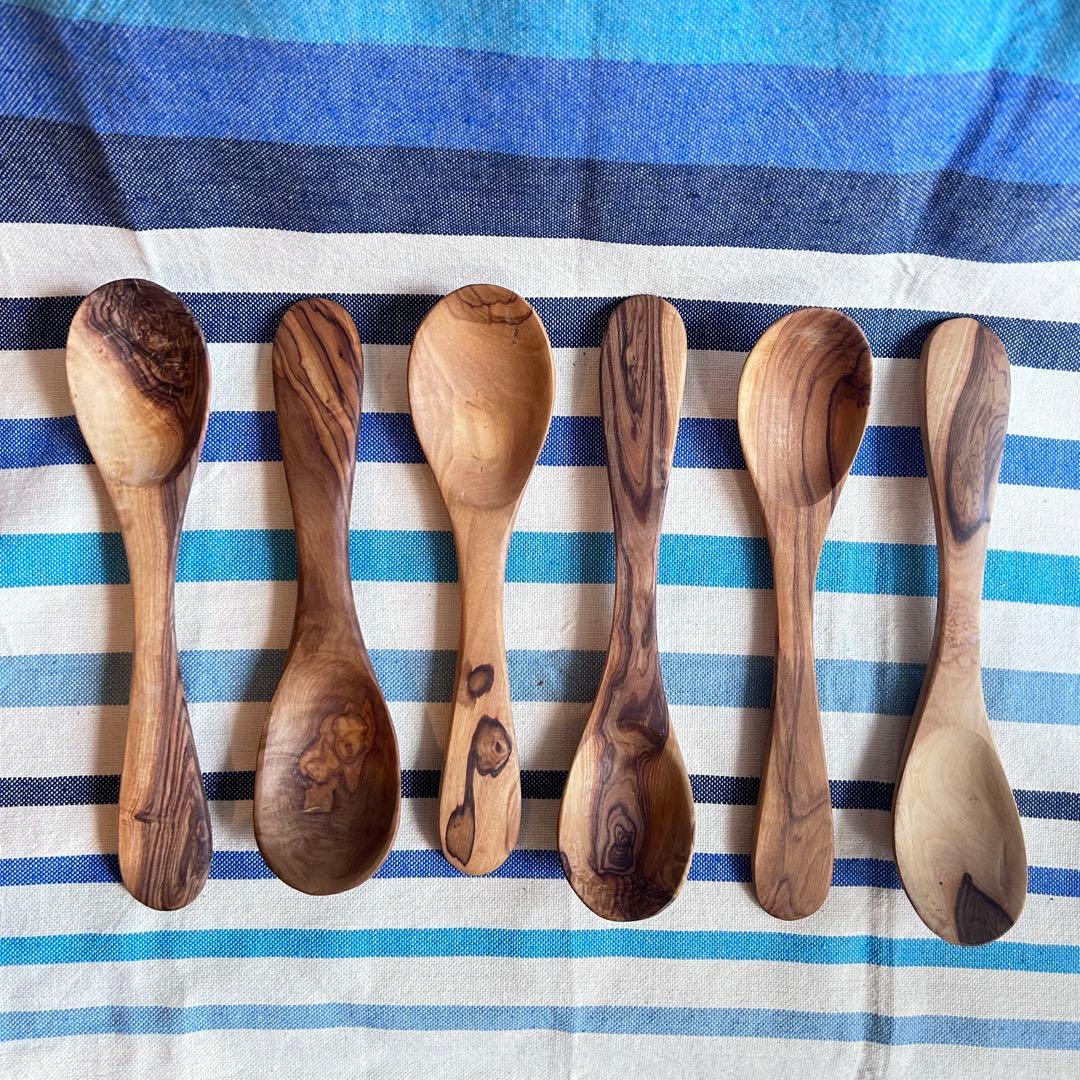 オリーブの木　しっかりしたスプーン 6本セット　約22cm