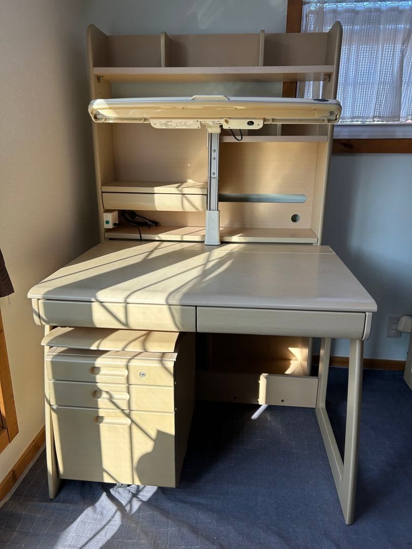 引取希望 子供用学習机 3点セット (同じセット有り) 照明付き くろがね