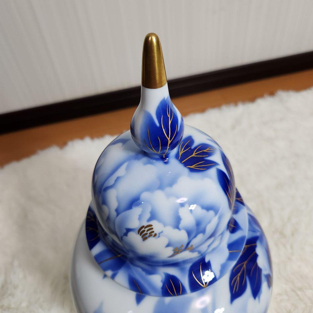【メーカー販売価格66,000円】深川製磁 牡丹 冠付 １１号 花生 箱付き