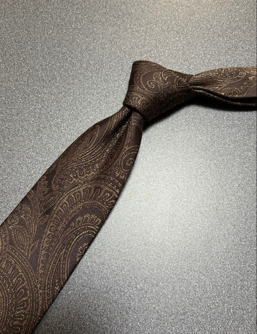 ★ ハマのGM★SHIPS ペイズリー　ネクタイ　ブラウン
