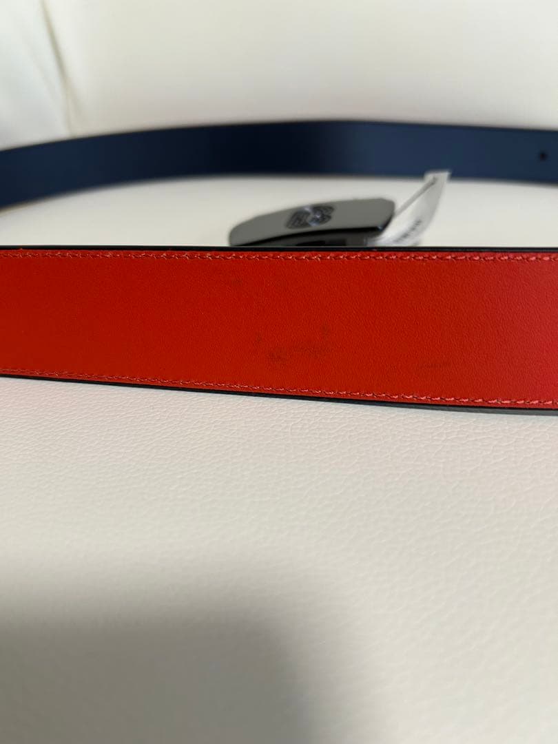 COACH リバーシブルベルト オレンジ/ネイビー